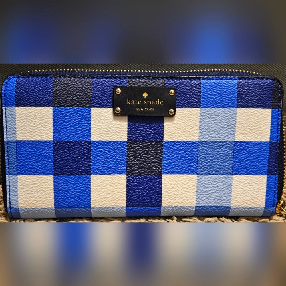 Kate Spade Blue Checkered Wallet